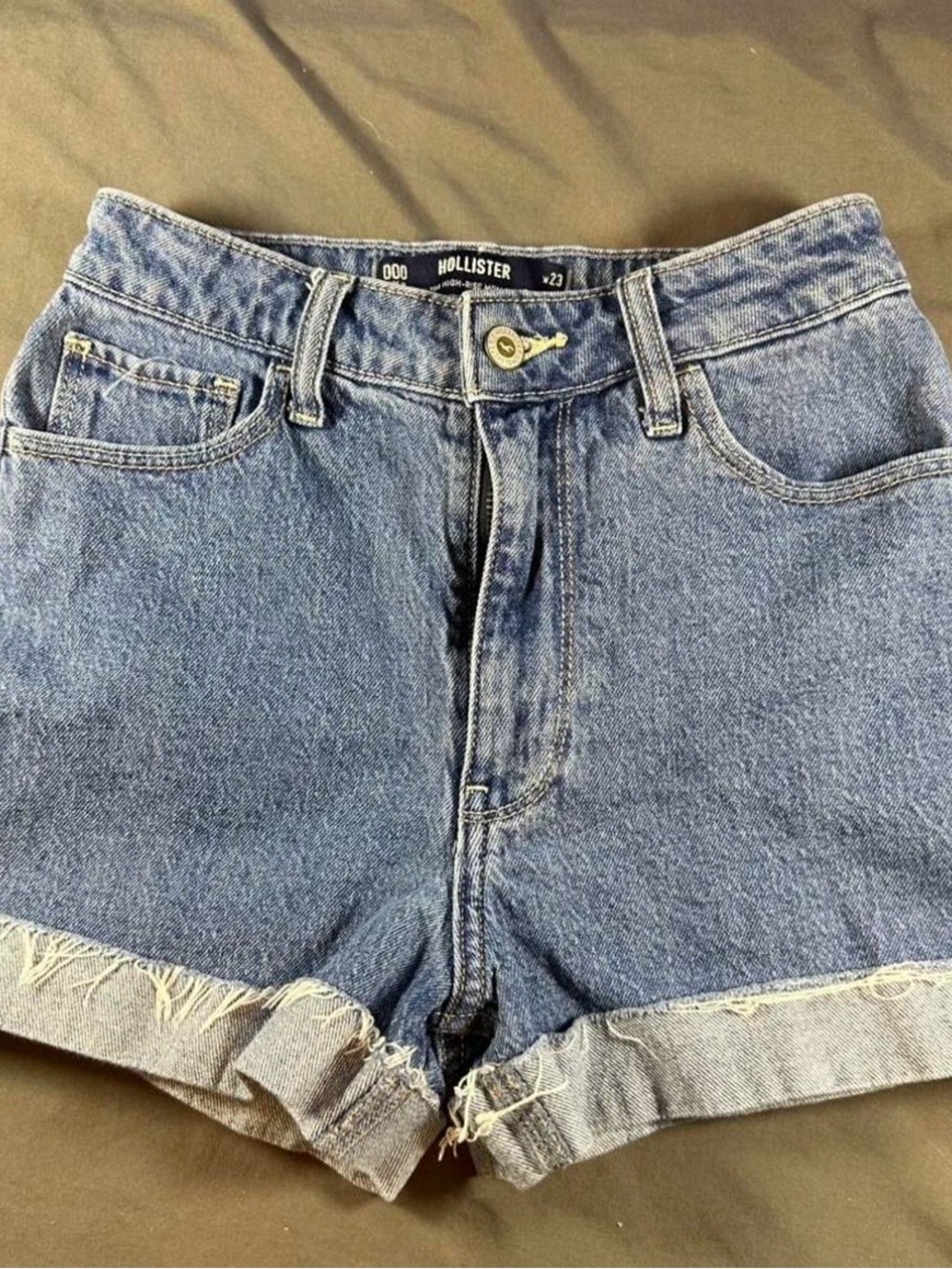 Hollister Medium Blue High-Rise Rolled Hem Denim Shorts Size000